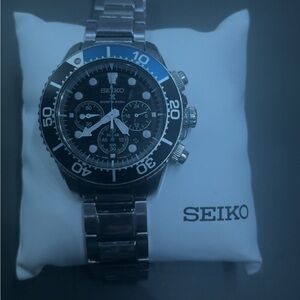 Seiko Blue and Silver Chronograph Watch